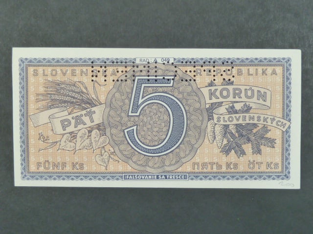 5 Ks 1944 série A 049, 1x perf. SPECIMEN