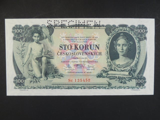 100 Kč 10.1.1931, serie Sc, III.vydání, perf. SPECIMEN
