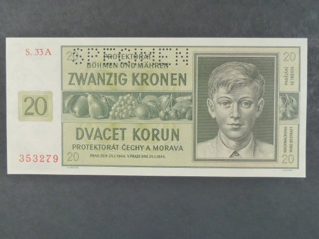 20 K 24.1.1944, série 33 A, perf. SPECIMEN