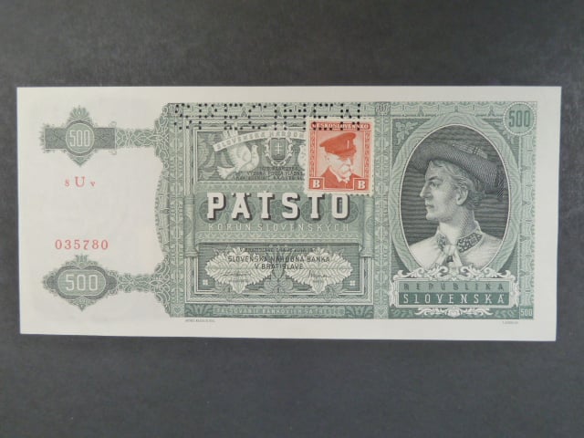 500 Ks 12.7.1941 kolkovaná série 8Uv, perf. SPECIMEN