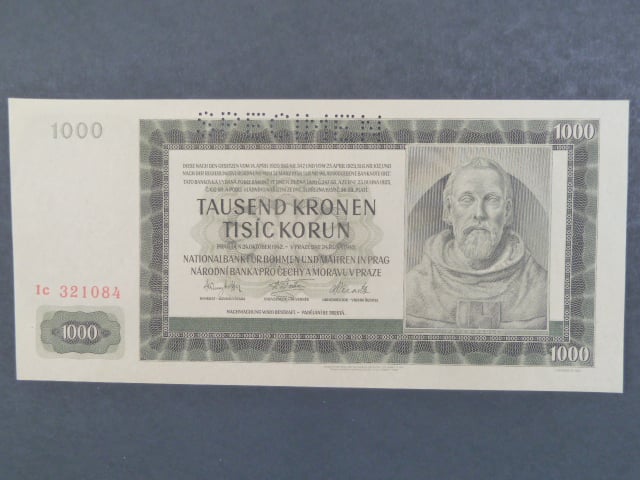 1000 K 24.10.1942 série Ic, III. vydání, perf. SPECIMEN