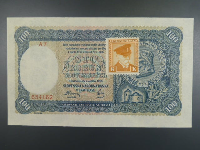 100 Ks 7.10.1940 II.vydání, kolkovaná série A1