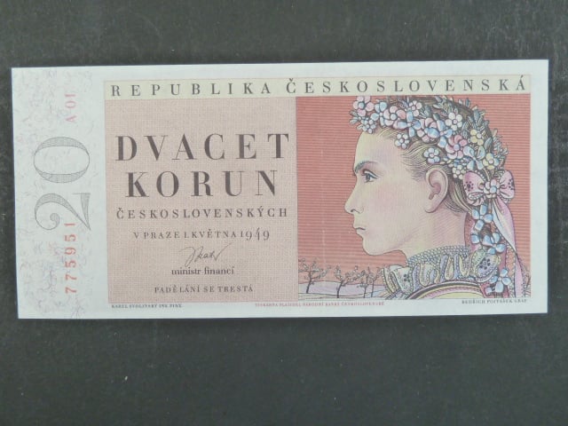 20 Kčs 1.5.1949, série A 01