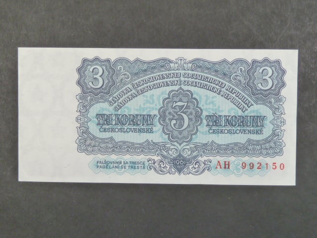 3 Kčs 1961 s, AH - varianta velké sériové písmena