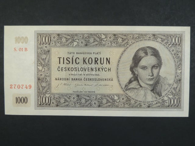 1000 Kčs 16.5.1945 série B 01