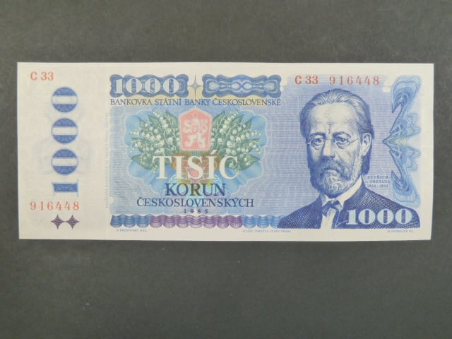 1000 Kčs 1985 s. C 33, sériové čísla blíž u sebe
