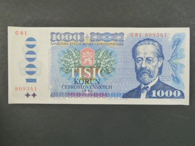 1000 Kčs 1985 s. C 81, sériové čísla dál od sebe