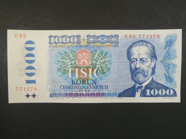 1000 Kčs 1985 s. C 83, sériové čísla dál od sebe