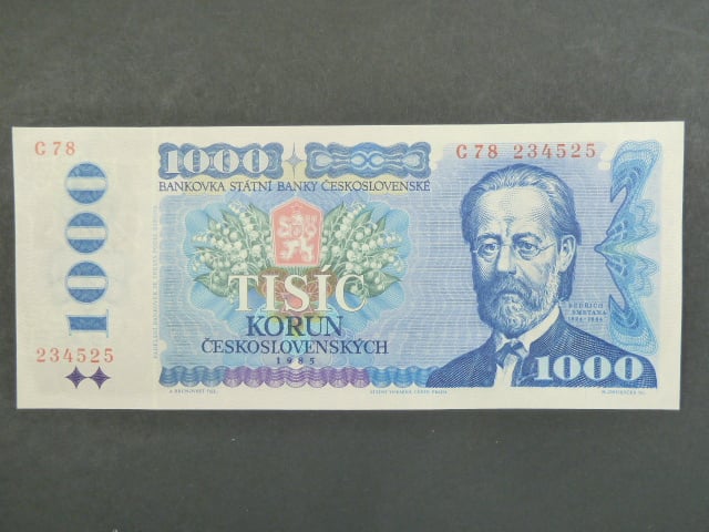 1000 Kčs 1985 s. C 78, sériové čísla dál od sebe