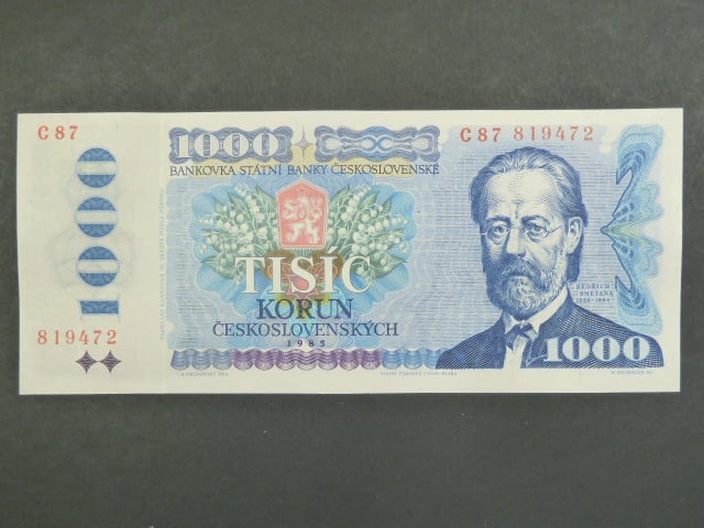 1000 Kčs 1985 s. C 87, sériové čísla dál od sebe