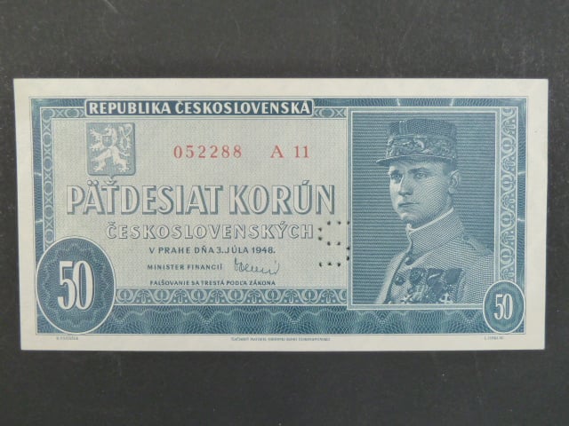 50 Kčs 3.7.1948, serie A 11, perf. "S"
