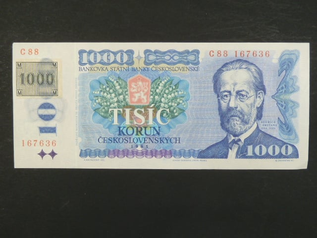 1000 Kč 1985 s. C 88, kolek lepený, Baj. CZ 3a, Pi. 3