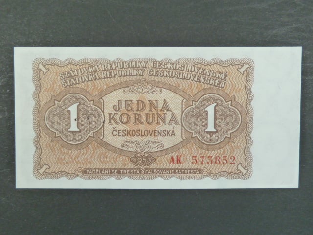 1 Kčs 1953 série AK, tiskárna Goznak Moskva, perf. 3md