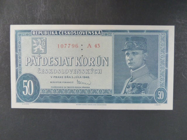 50 Kčs 3.7.1948, serie A 43, perf. "3md"