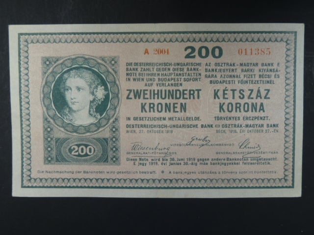 200 K 27.10.1918, serie A 2004, bez potisku na R