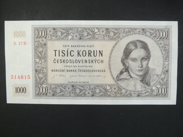 1000 Kčs 16.5.1945 série B 17