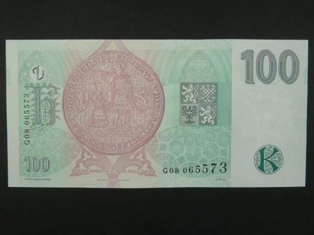 100 Kč 1997 s. G 08, Baj. CZ 18, Pi. 18