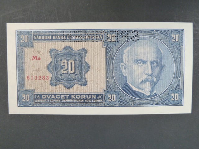20 Kč 1.10.1926 série Me, perf. SPECIMEN