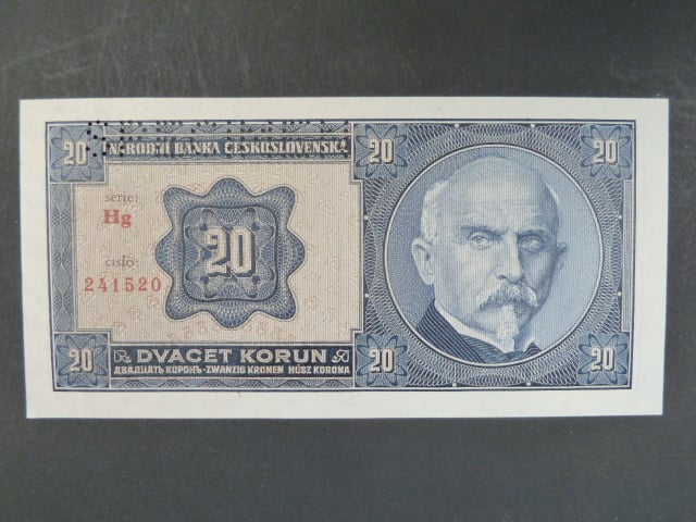 20 Kč 1.10.1926 série Hg, perf. SPECIMEN