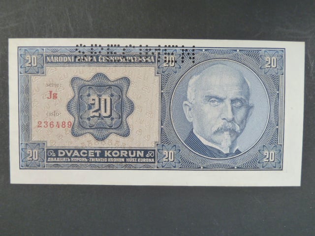 20 Kč 1.10.1926 sérieJg, perf. SPECIMEN