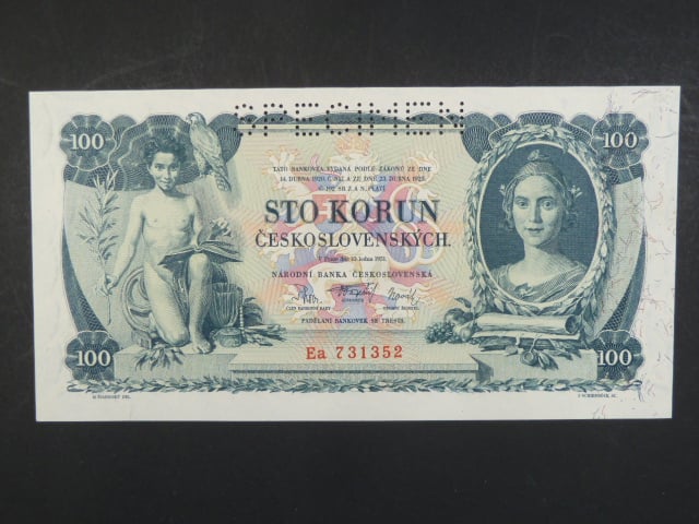 100 Kč 10.1.1931, serie Ea, II.vydání, perf. SPECIMEN