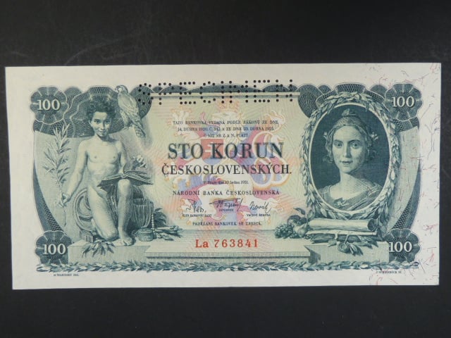 100 Kč 10.1.1931, serie La, II.vydání, perf. SPECIMEN