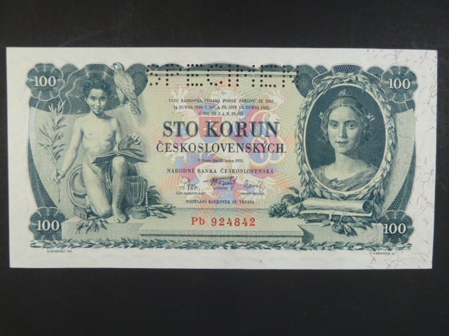 100 Kč 10.1.1931, serie Pb, II.vydání, perf. SPECIMEN