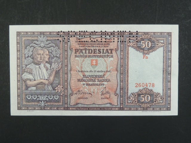 50 Ks 15.10.1940 série Fn, perf. SPECIMEN