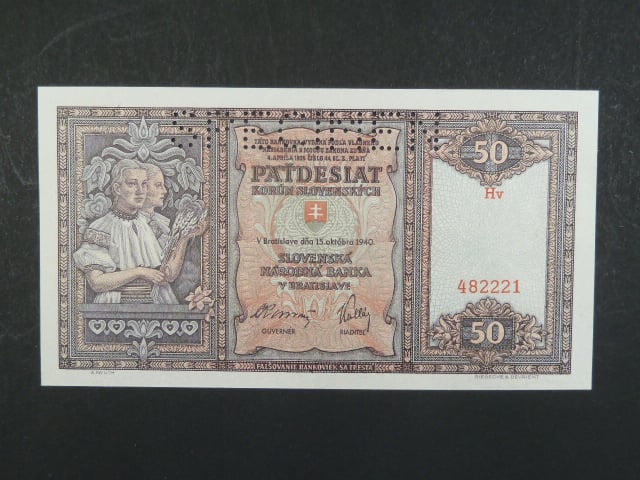 50 Ks 15.10.1940 série Hv, perf. SPECIMEN
