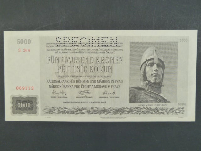 5000 K 24.2.1944 série 24 A, perf. SPECIMEN
