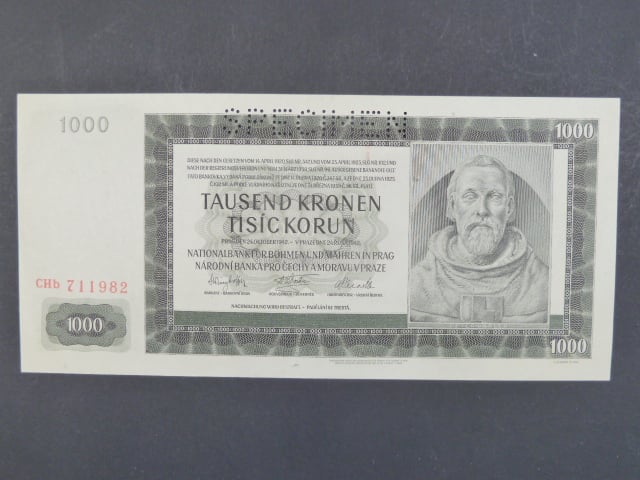 1000 K 24.10.1942 série CHb, II. vydání, perf. SPECIMEN