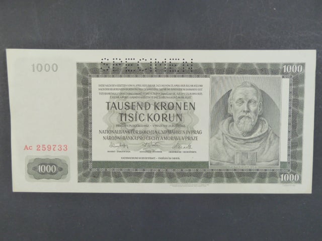 1000 K 24.10.1942 série Ac, III. vydání, perf. SPECIMEN