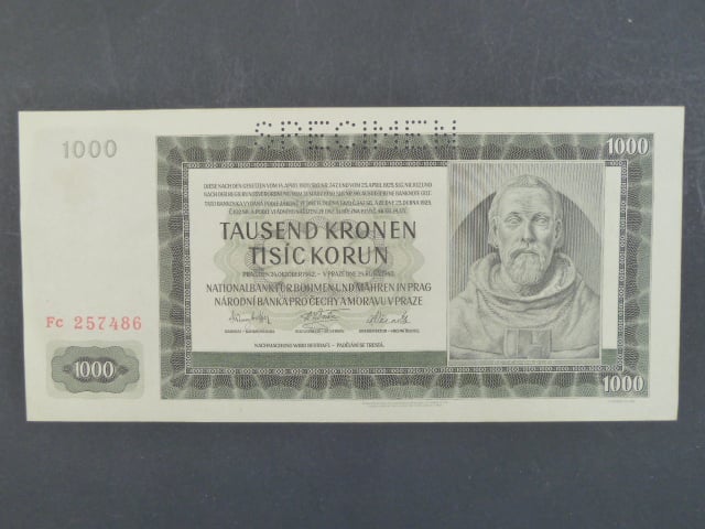 1000 K 24.10.1942 série Fc, III. vydání, perf. SPECIMEN
