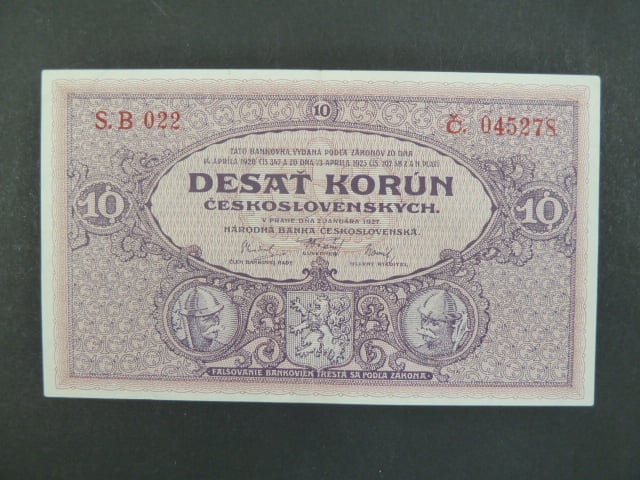 10 Kčs 2.1.1927 série B 022