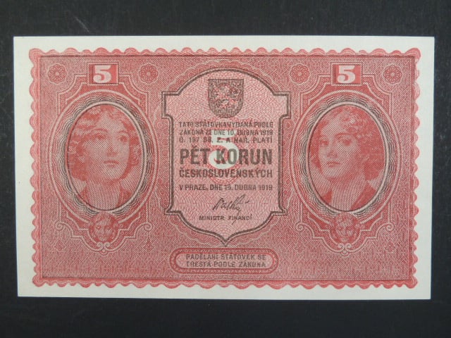 5 Kč 15. 4. 1919 série 0141