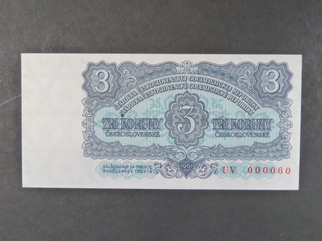 3 Kčs 1961 s. UV 000060, perf. 3md