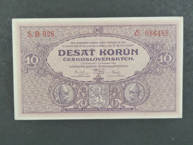 10 Kčs 2.1.1927 série B 028