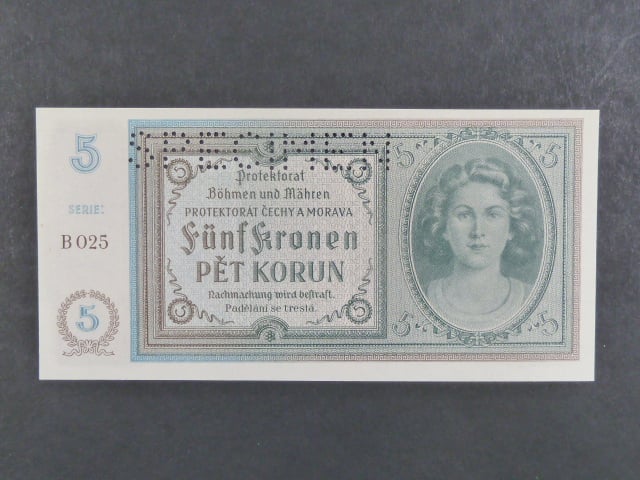 5 K 1940, série B 025, perf. SPECIMEN