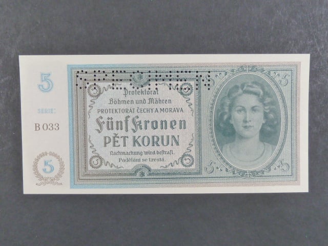 5 K 1940, série B 033, perf. SPECIMEN