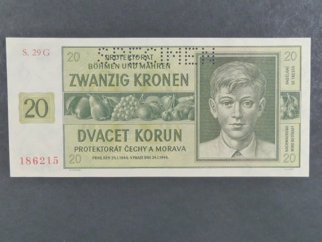 20 K 24.1.1944, série 29 G, perf. SPECIMEN