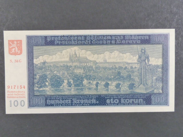 100 K 1940, série 34 G II. vydání, perf. SPECIMEN