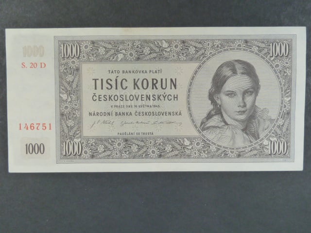 1000 Kčs 16.5.1945 série D 20