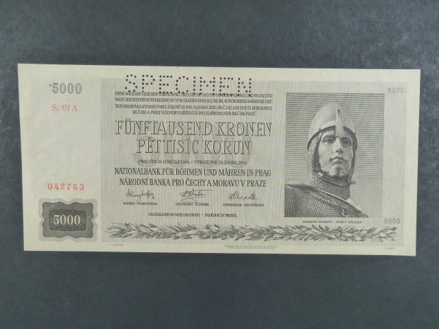 1000 K 24.10.1942 série Fb, II. vydání, perf. SPECIMEN