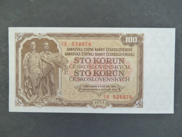 100 Kčs 1953 série TB, tiskárna STC Praha