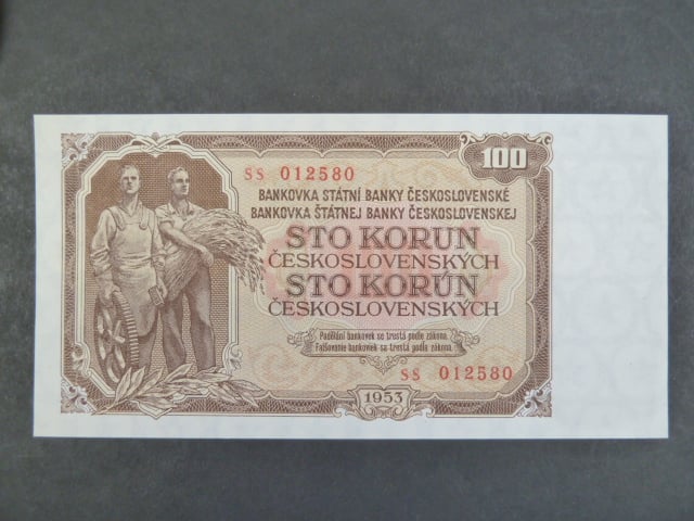 100 Kčs 1953 série SS, tiskárna STC Praha