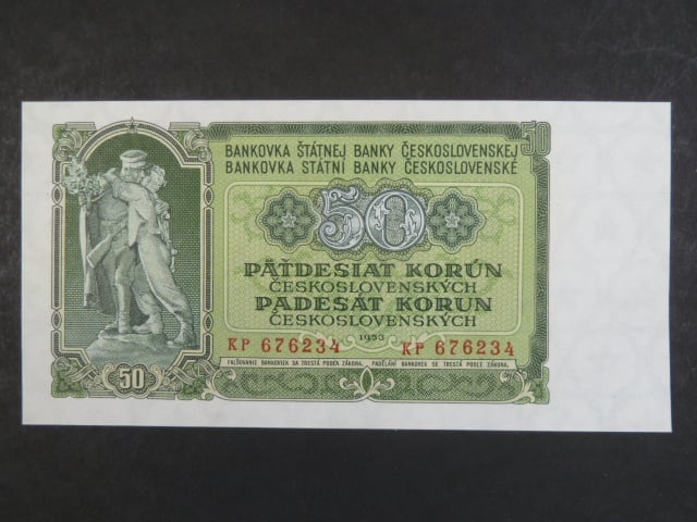 50 Kčs 1953 série KP, tiskárna STC Praha