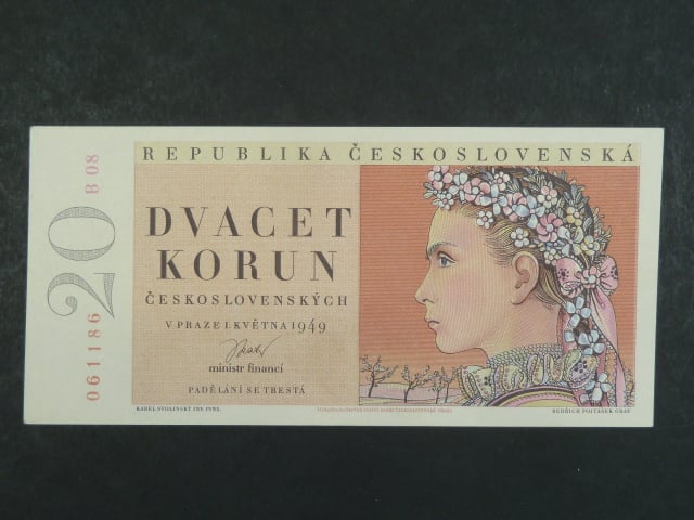 20 Kčs 1.5.1949, série B 08