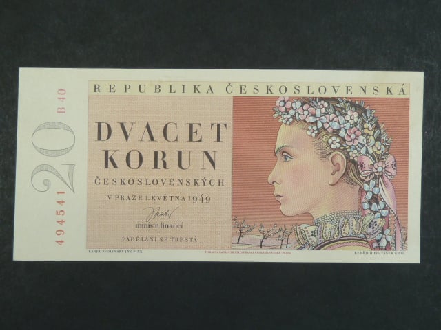 20 Kčs 1.5.1949, série B 40