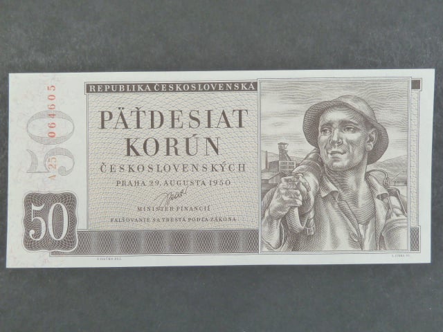 50 Kčs 29.8.1950, série A 25