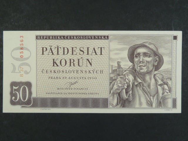 50 Kčs 29.8.1950, série B 37